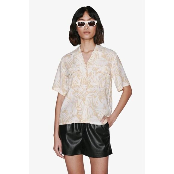 Anine Bing Austin Top in Yellow Small Womens Blouse Button Down - Picture 12 of 16